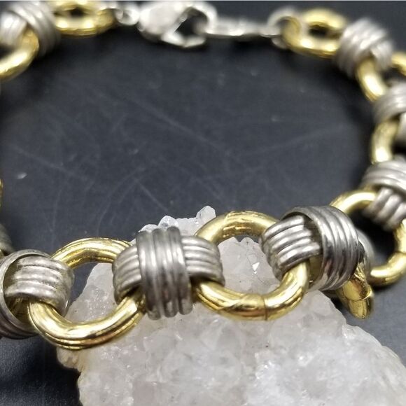 SterlingĀ silver and gold vermeil estateābracelet. B303 - Picture 2 of 2